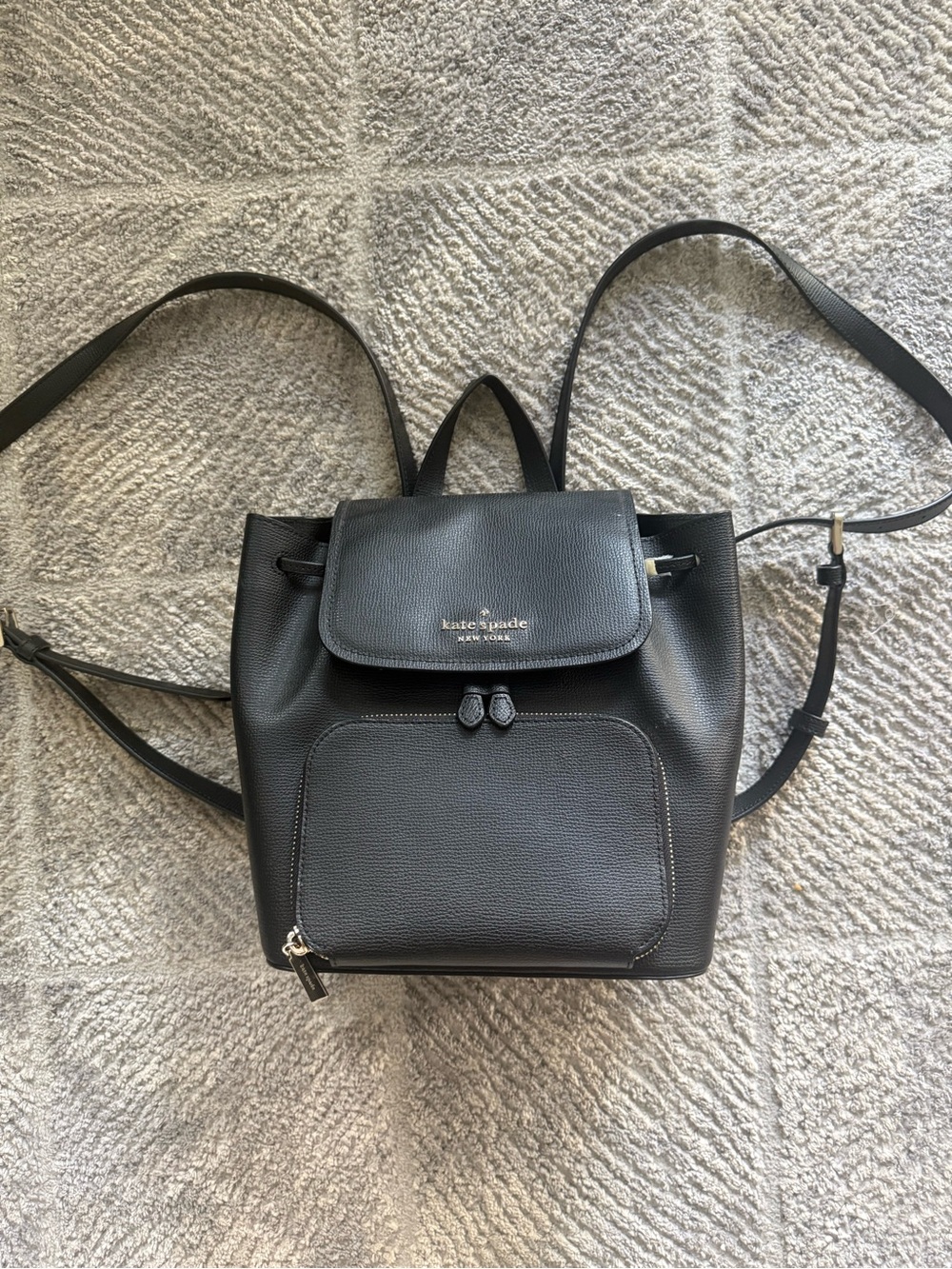 kate spade black pebbled leather backpack